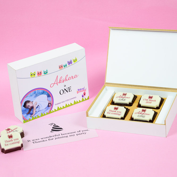 1st Birthday Return Gifts - 4 Chocolate Box - All Printed Chocolate (S –  CHOCOCRAFT
