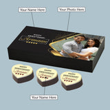 Black and Gold Design Anniversary Gift Box Personalized with Photo (with Printed Chocolates)