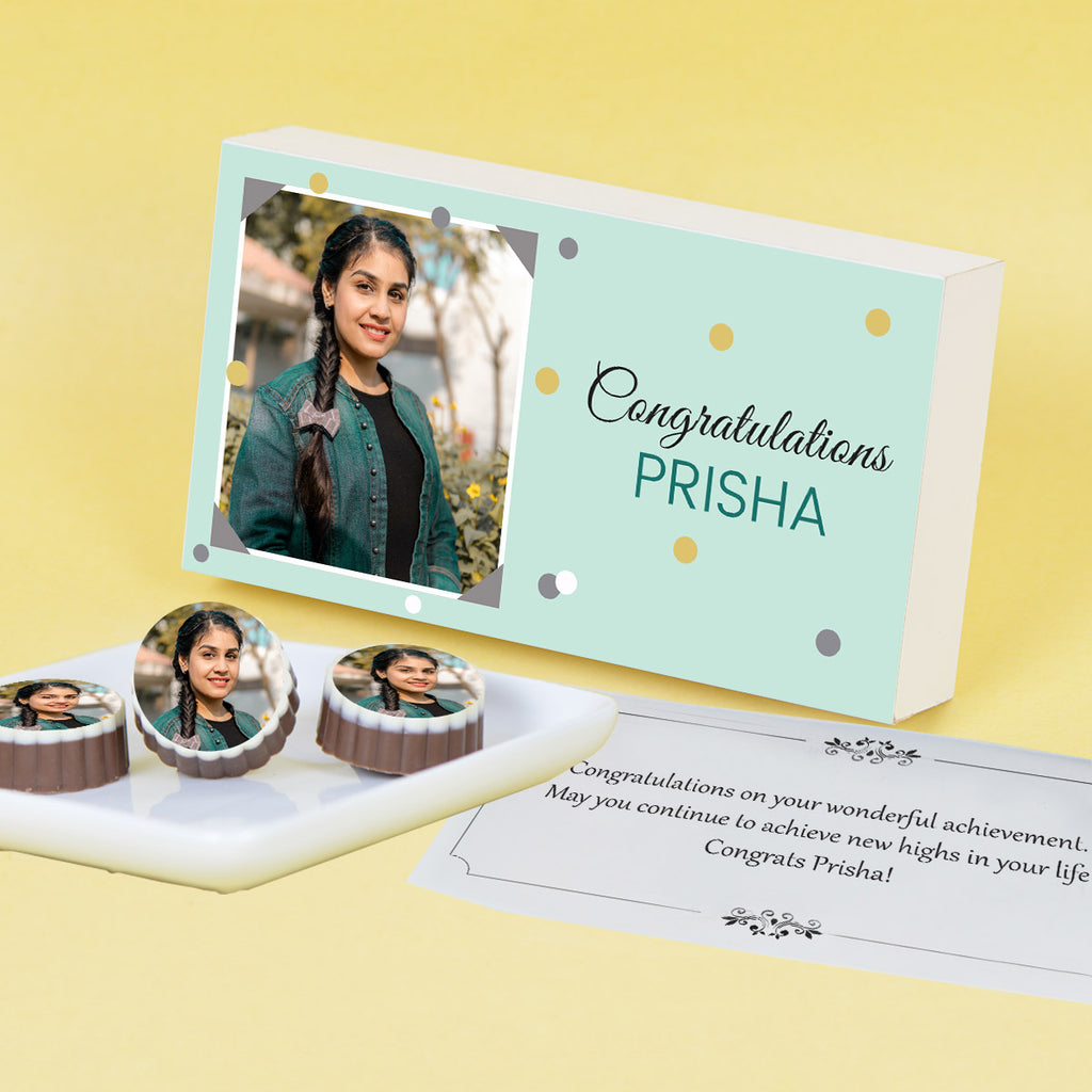 Beautiful Congratulations Gift Box Personalized with Photo (with Printed Chocolates)