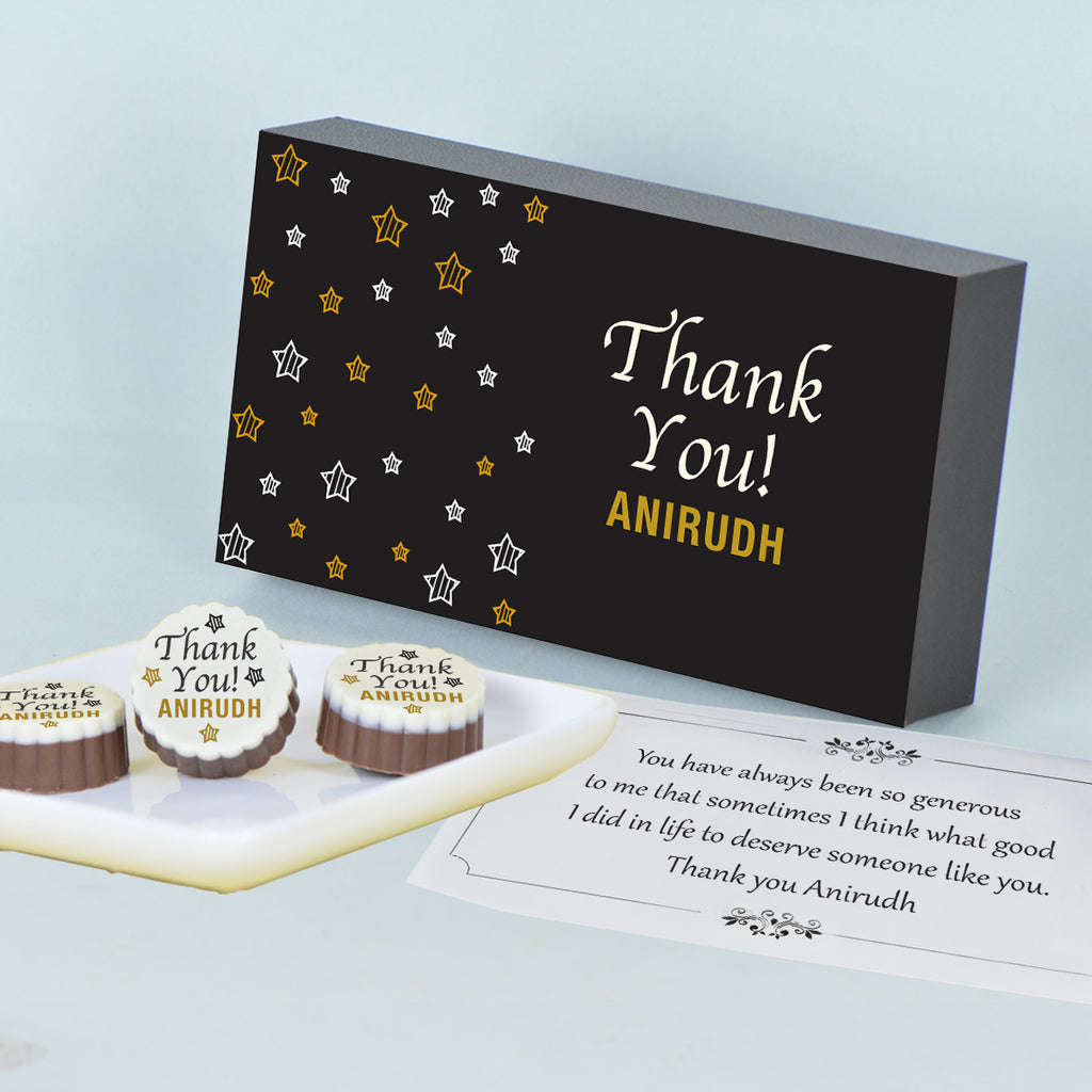 Sparkling Stars Design Thank You Gift Box with Printed Chocolates