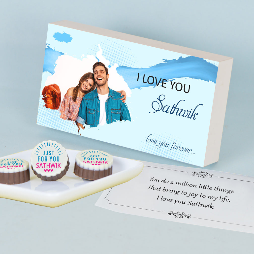 Splash of Colour I Love You Chocolate Gift Box Personalized with Photo (with Printed Chocolates)