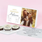 White Floral Theme Anniversary Gift Personalised with Photo (with Printed Chocolates)