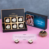 Floral Design I Love You Chocolate Gift Box Personalized with Picture (with Printed Chocolates)