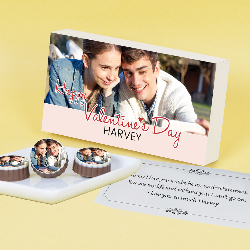 Beautiful Valentine's Day Chocolate Gift Box with Photo on Chocolates (with Printed Chocolates)