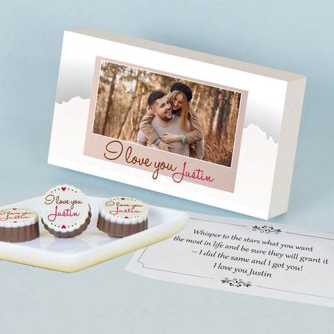 I Love You Chocolate Gift Box Personalized with Photo (with Printed Chocolates)